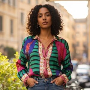 Gianni Versace Rare Vintage Silk Top 42